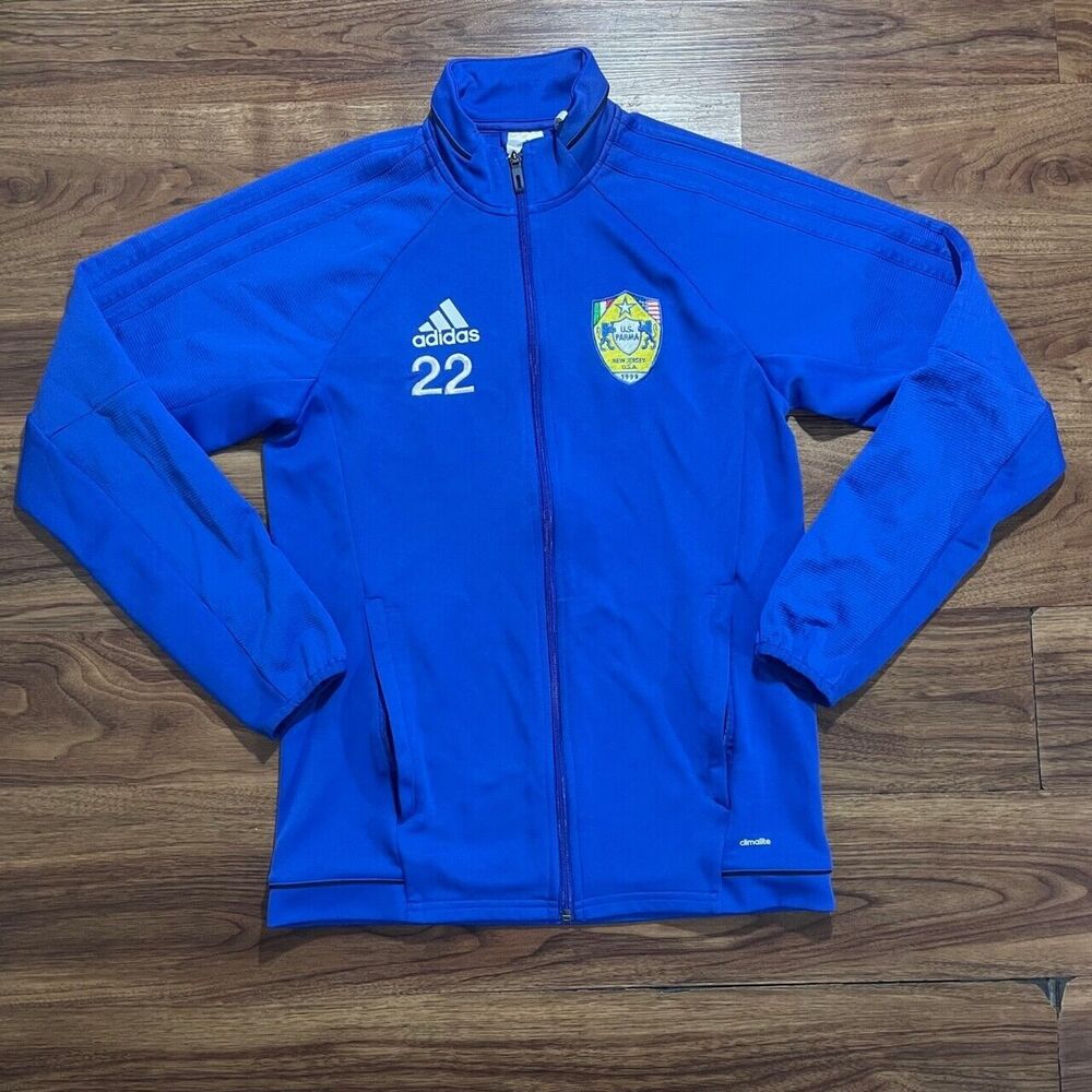 Adidas Climalite Long Sleeve Full Zip Sweater Jacket Blue Men Small